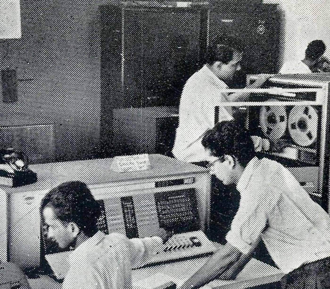 Archival photograph of early computing at IIT Kanpur