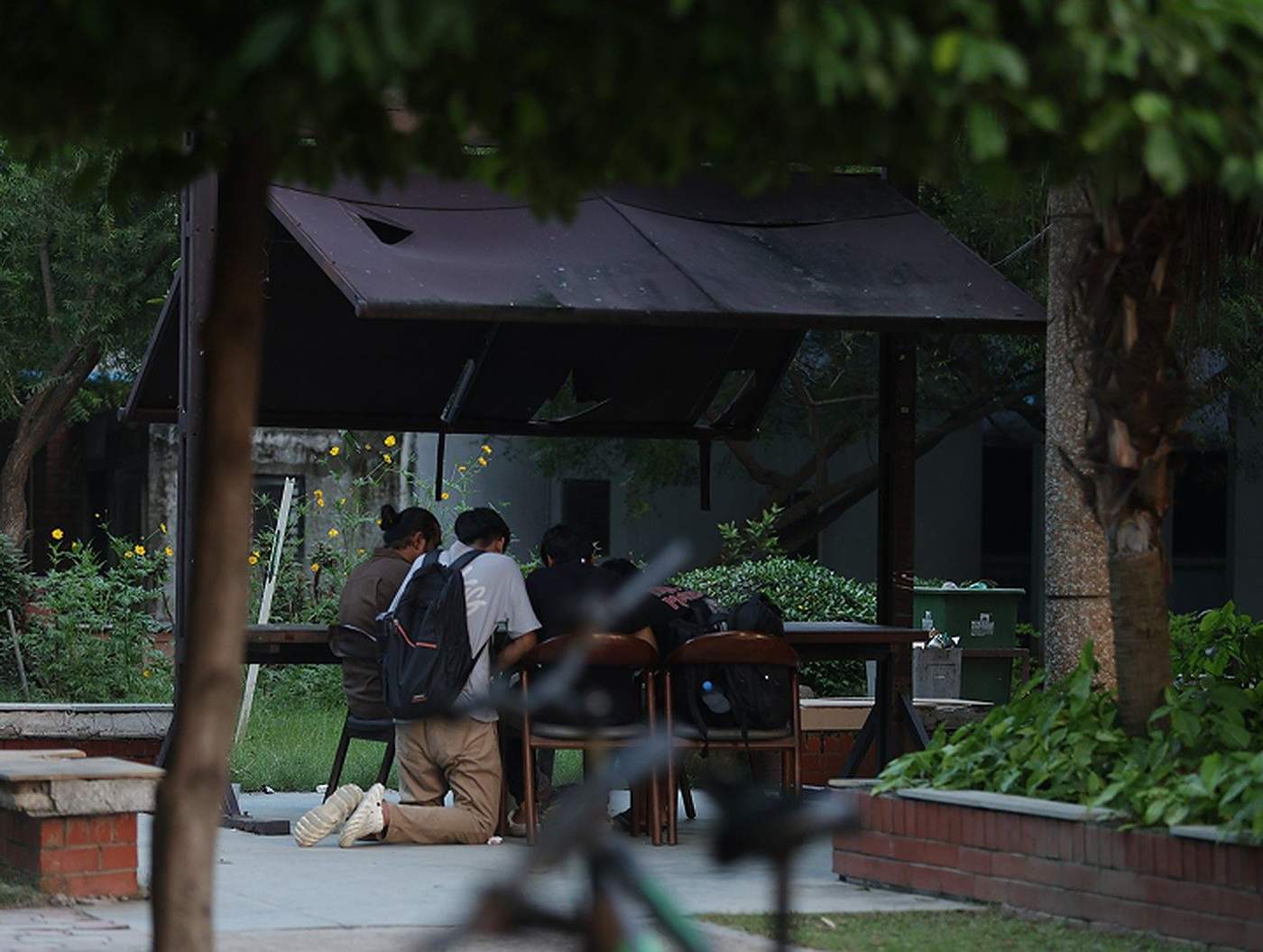 Students at the hall canteen shed