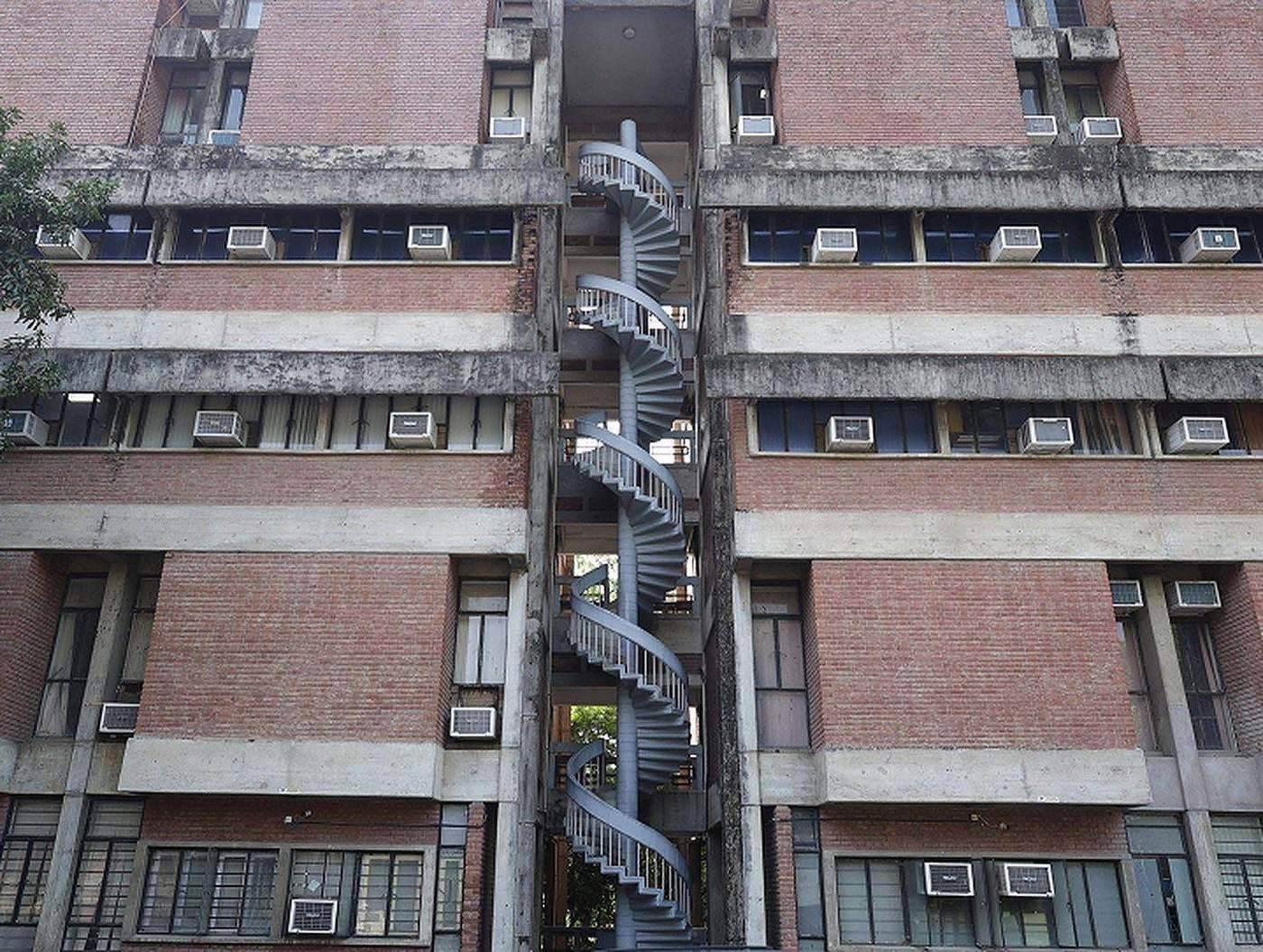 Spiral staircase on a hall of residence