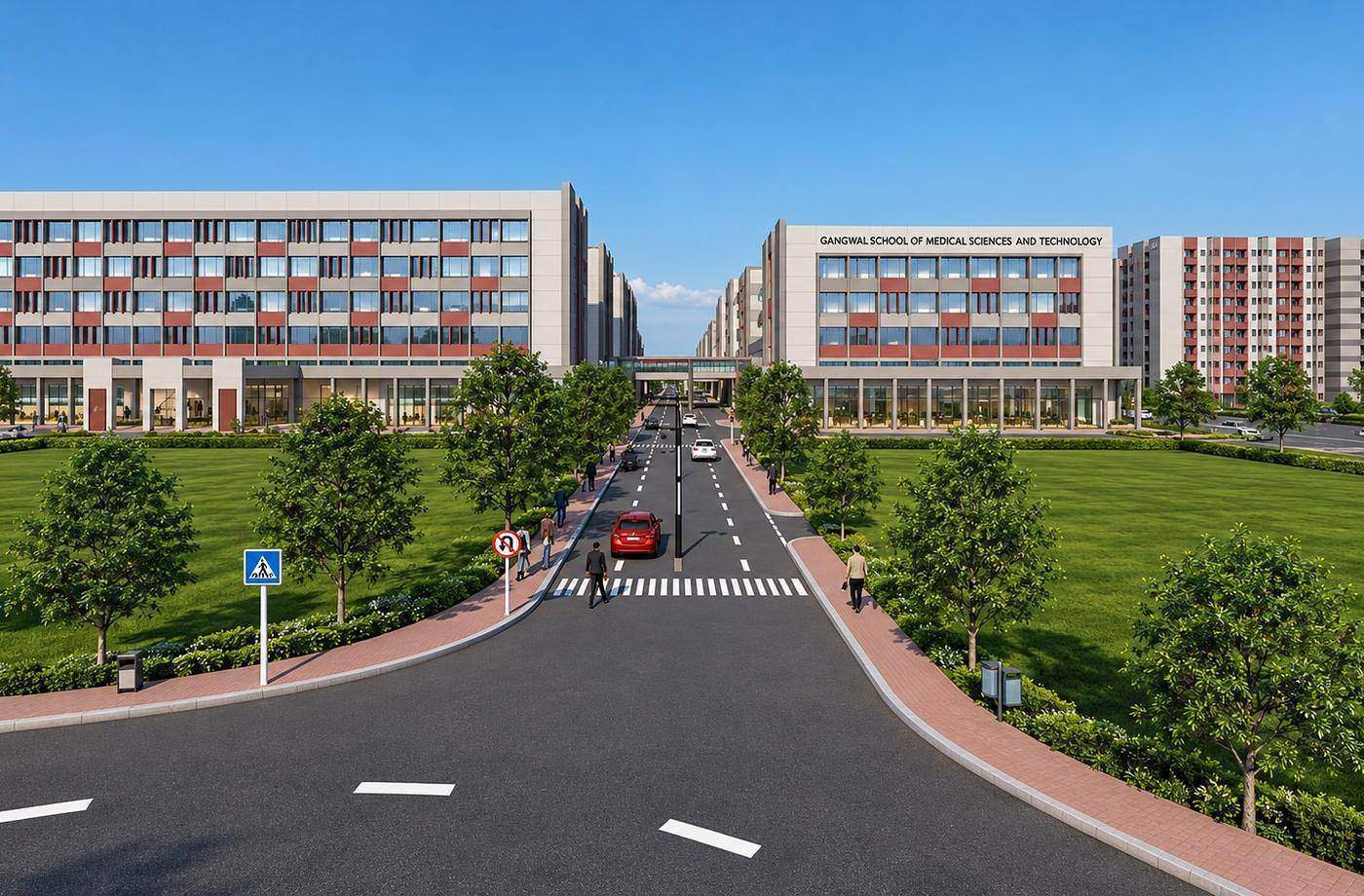 Aerial rendering of the Gangwal School campus