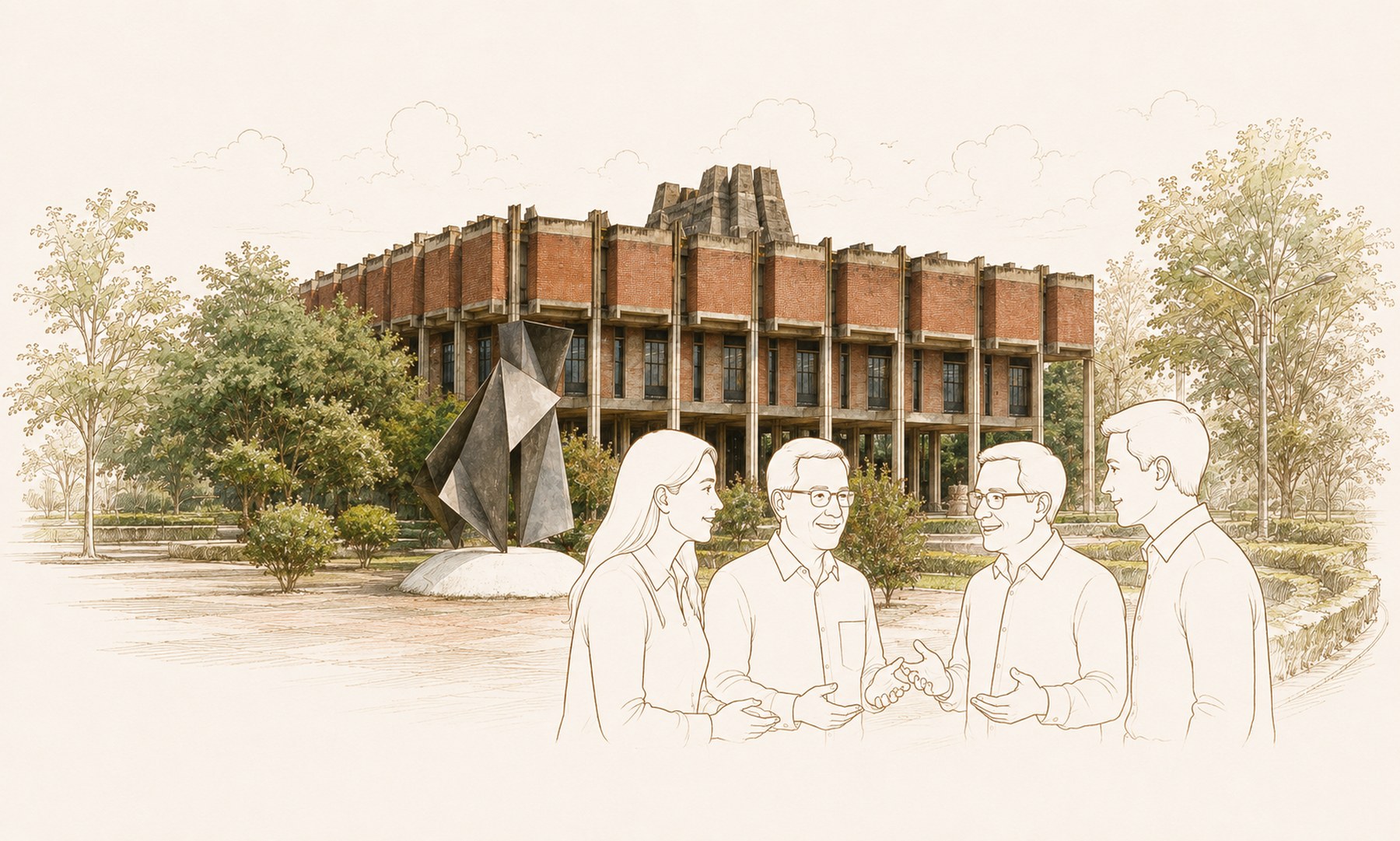 Students, alumni and faculty in conversation on the IIT Kanpur campus