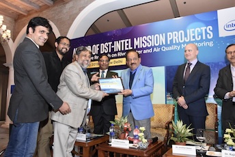 2018: Award of DST-Intel Mission Projects on “River Water Monitoring” [Award given by the Honorable Minister of Science and Technology of India, Dr. Harsh Vardhan]